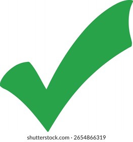 Einfaches grünes Häkchensymbol einzeln auf sauberem, weißem Hintergrund