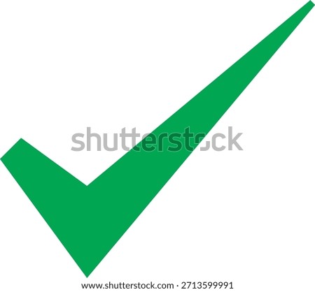 A simple green check mark symbol on a white background