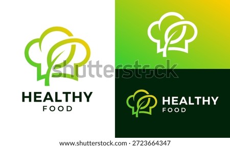 Simple green chef logo design template illustration. Abstract chef hat with nature leaf symbol design vector icon