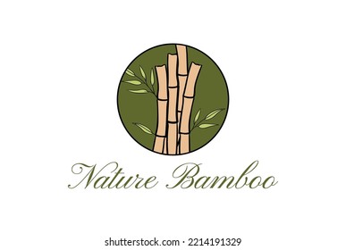 Simple Green Chinese Bamboo Segment for Herb Nature Logo Design Vector