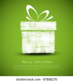 Simple Green Christmas Card With A Gift Made From Rectangles