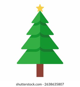 A simple green Christmas tree icon on a white background. Suitable for holiday designs, app icons, or festive decorations.