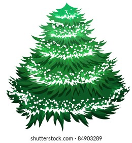 Simple green Christmas tree isolated