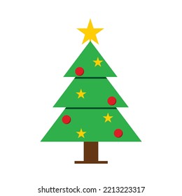 Simple árbol de Navidad verde. Ilustración vectorial en un fondo blanco. Diseño moderno y plano.
