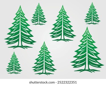 Simple green Christmas tree vector with detailed branches. Perfect for holiday-themed designs, festive illustrations, or seasonal projects, offering a classic and cheerful representation of a Christma