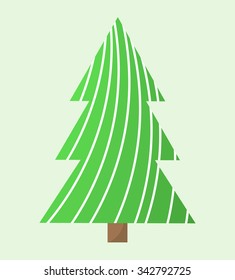 Simple green Christmas tree. Vector illustration