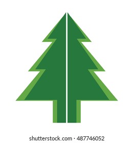 simple green color Christmas trees for new year greeting card presentation. Vector Illustration.