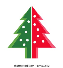 simple green color Christmas trees for new year greeting card presentation. Vector Illustration.