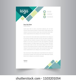 Simple Green Color Vector Letter Head Template with standard sizes.
