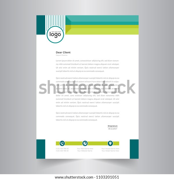 Simple Green Color Vector Letter Head Stock Vector (Royalty Free ...