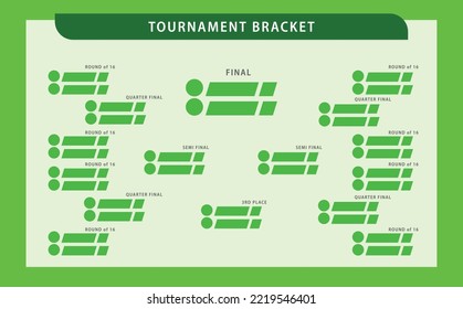 Simple green colored tournament bracket. Suitable for sports match, tournament, competition, and championship.