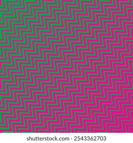  simple green colour thik to thin daigonal zig zac line pattern on pink colour background.