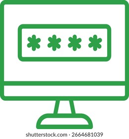 Simple Green Computer Screen Password Icon