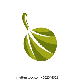 Simple green deciduous vector tree leaf, stylized nature element. Ecology symbol, can be used in graphic design.
