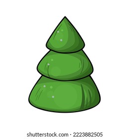 Simple green decorative Christmas tree, vector illustration in cartoon style on a white background