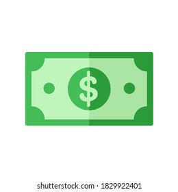 Simple green dollar bills Money spending ideas Isolated on white background.