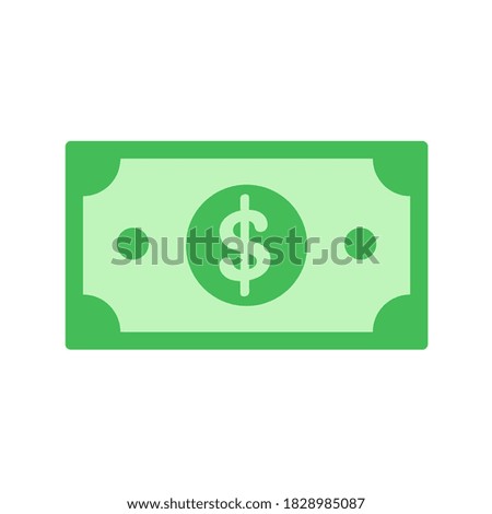 Simple green dollar bills Money spending ideas Isolated on white background.