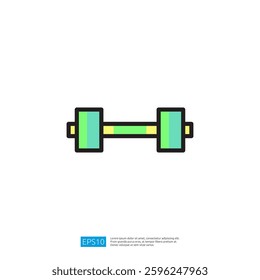 Simple Green Dumbbell Icon for Fitness and Weightlifting Equipment in Health and Exercise Regimen