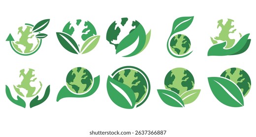 Simple Green Earth Logo Set