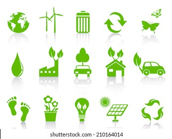 simple green eco icons set