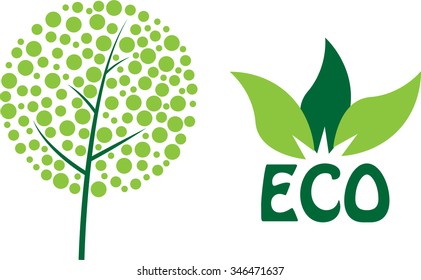 Simple green eco vector icons
