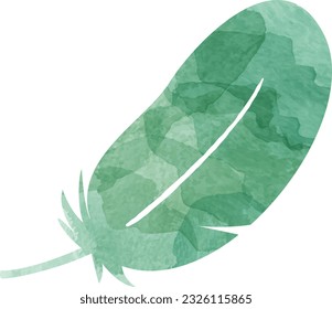 simple green feather watercolor illustration
