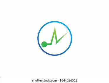 Diseño del logo del concepto de la onda financiera verde simple