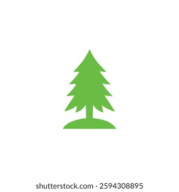 Simple green fir tree icon.A basic, stylized illustration of a fir tree.