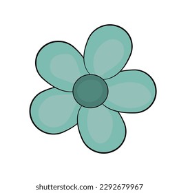 Simple green five petals flower