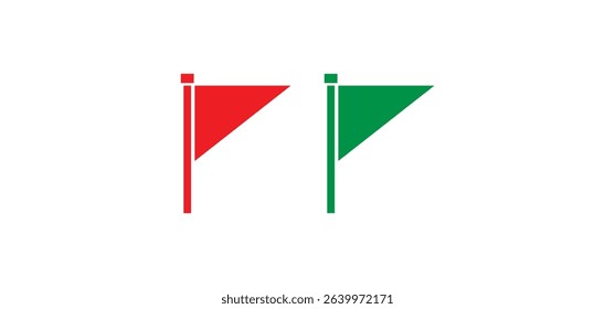 simple green flag and red flag flat symbol and icon vector