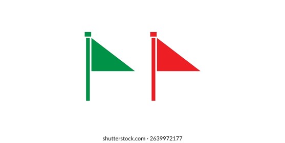 simple green flag and red flag flat symbol and icon vector