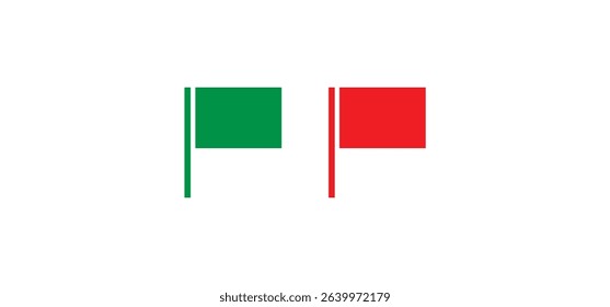 simple green flag and red flag flat symbol and icon vector