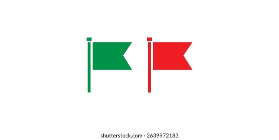 simple green flag and red flag flat symbol and icon vector