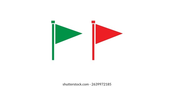 simple green flag and red flag flat symbol and icon vector