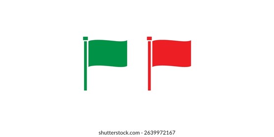 simple green flag and red flag waving symbol and icon vector