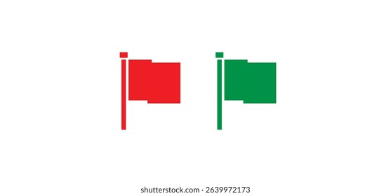 simple green flag and red flag waving symbol and icon vector
