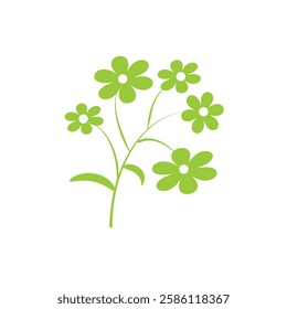 Simple green flower icon. Flower symbol.