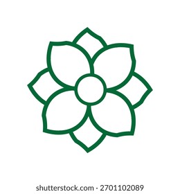 Simple green flower outline design on white background