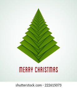 Simple green fold Christmas tree isolated on background