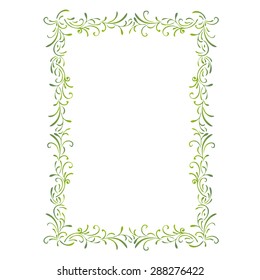 Simple green frame, the portrait of leaves and spirals