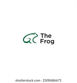 simple green frog logo line concept. field reptile amphibian animal vector