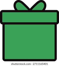 Icono verde simple de la caja de regalo con la cinta. Perfecto para Navidades, celebraciones, cumpleaños y gráficos de vacaciones.