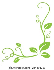 Simple Green Gradient Free Leafy Border. Easy To Change Color.