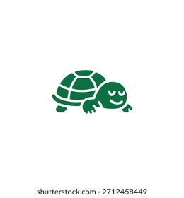 Un simple gráfico verde de una tortuga sonriente.