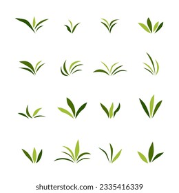 simple green grass icon set. vector illustration