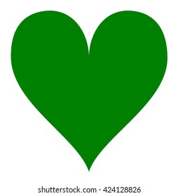 Simple green heart isolated over a white background. Vector illustration.