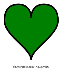 Simple green heart, isolated over a white background. Vector.