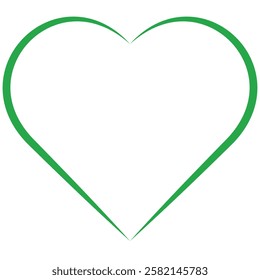 Simple green heart outline conveying love, health, and growth with its clean lines and organic color, symbolizing wellness and affection.