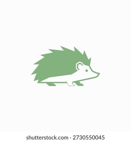 Ilustración de erizo verde simple sobre fondo blanco
