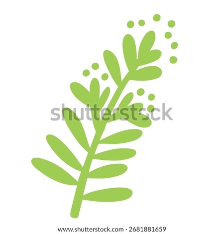 Simple green herb sprig for eco friendly design, natural herb icon for projects.
